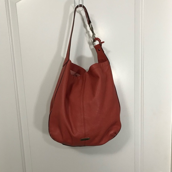 Coach Avery Hobo Coral Pebbled Leather Large Shoulder Bag EUC